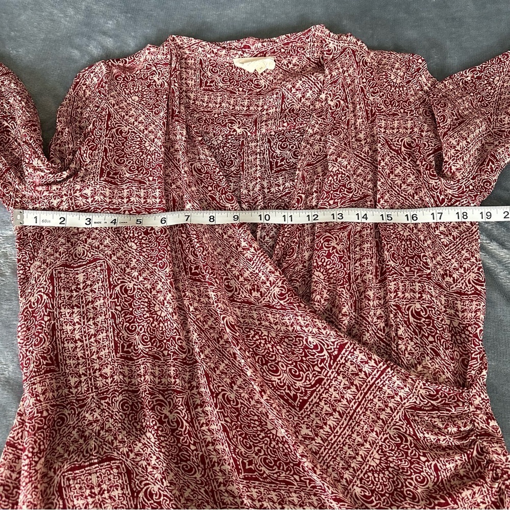 SEZANE Abélia Wrap Around Mosaic Ecru Print Burgundy Blouse Size 4 - Picture 17 of 17